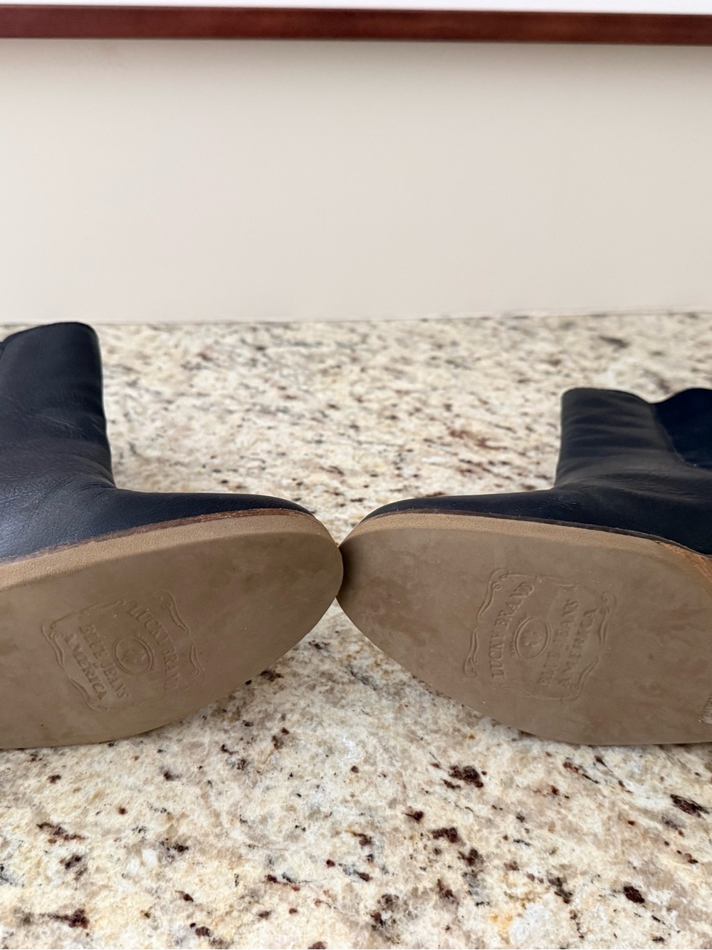 Lucky Brand Black Leather Chelsea Wedge Ankle Boots - Picture 5 of 6